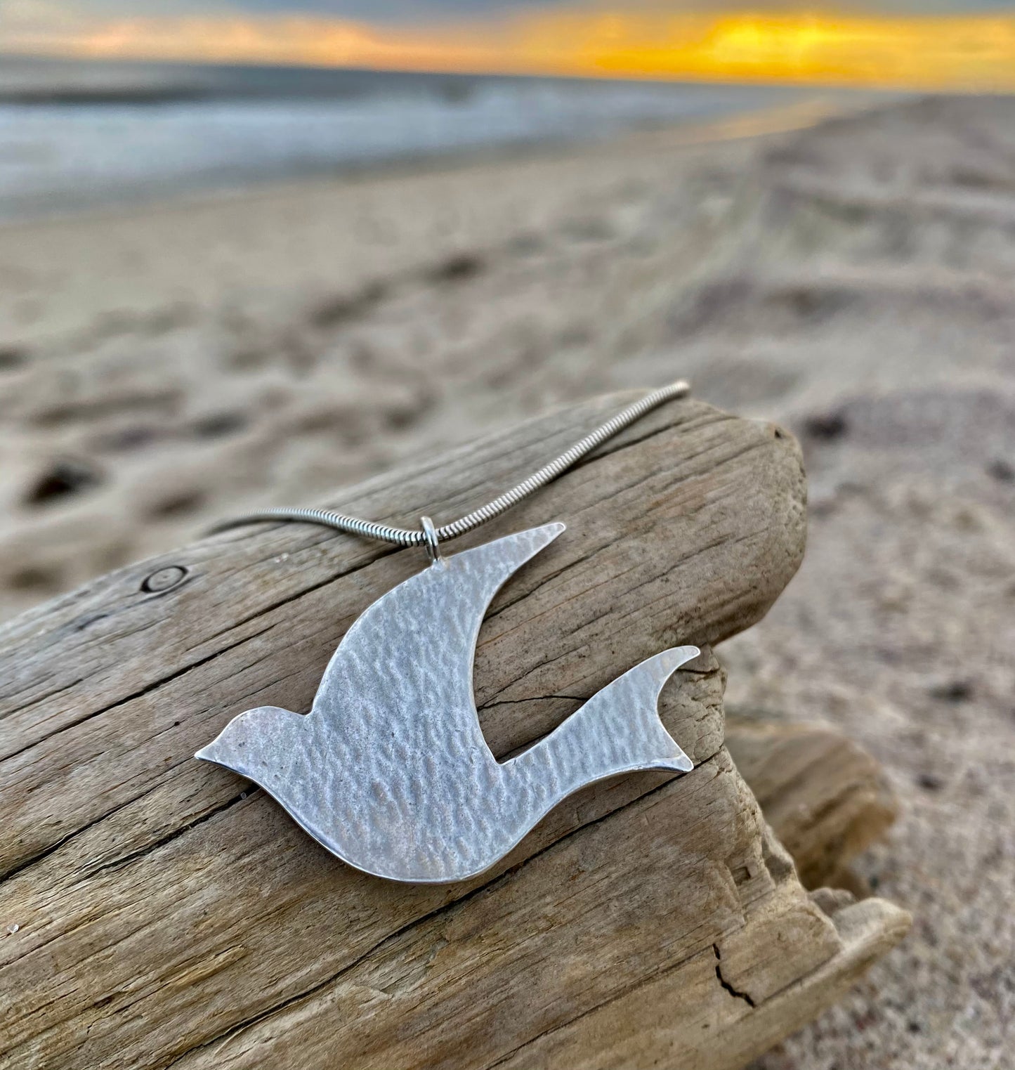 Aziz Sterling Silver Large Dove Necklace