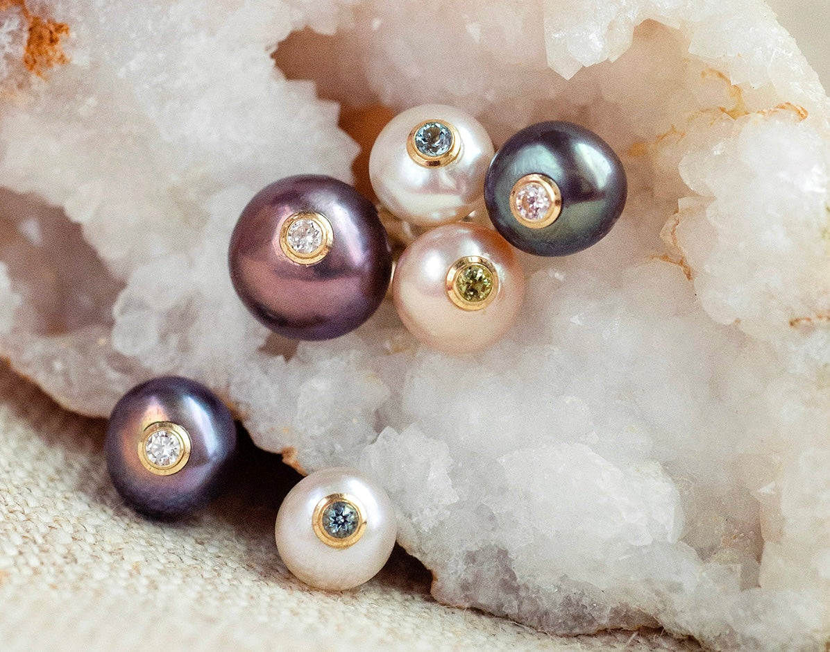 Pearl Earrings with inset Gems