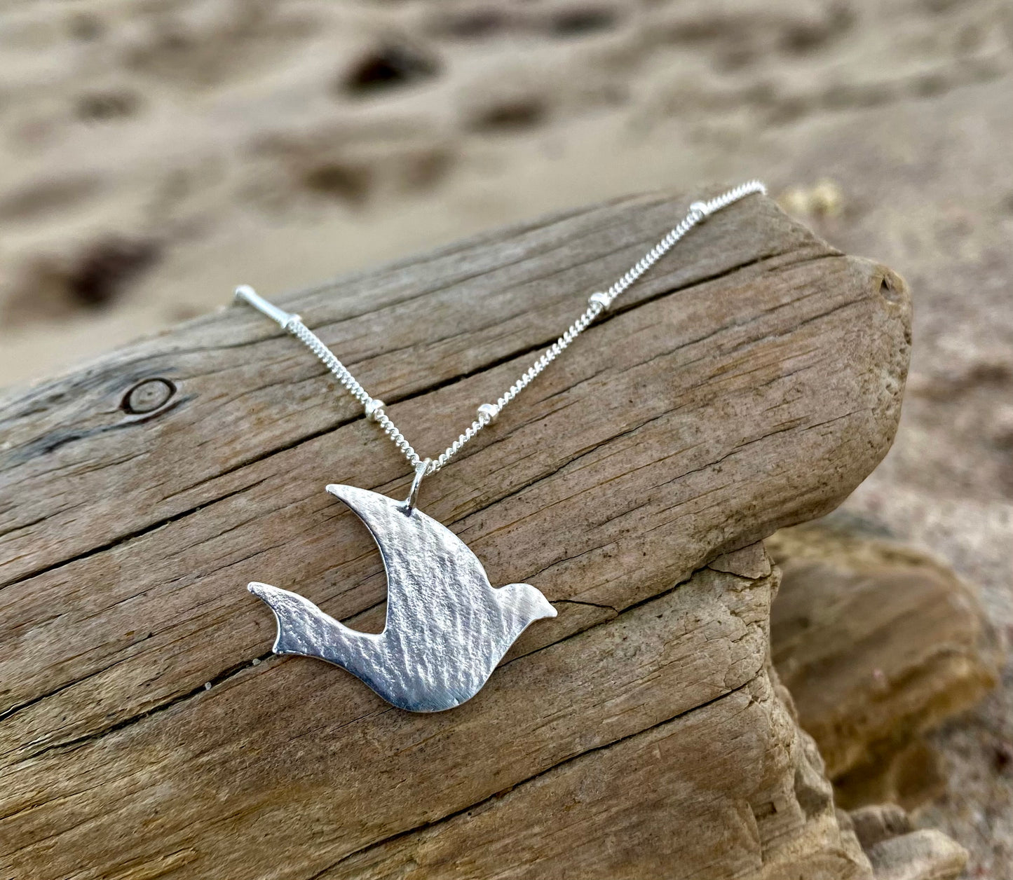 Aziz Sterling Silver Small Dove Necklace